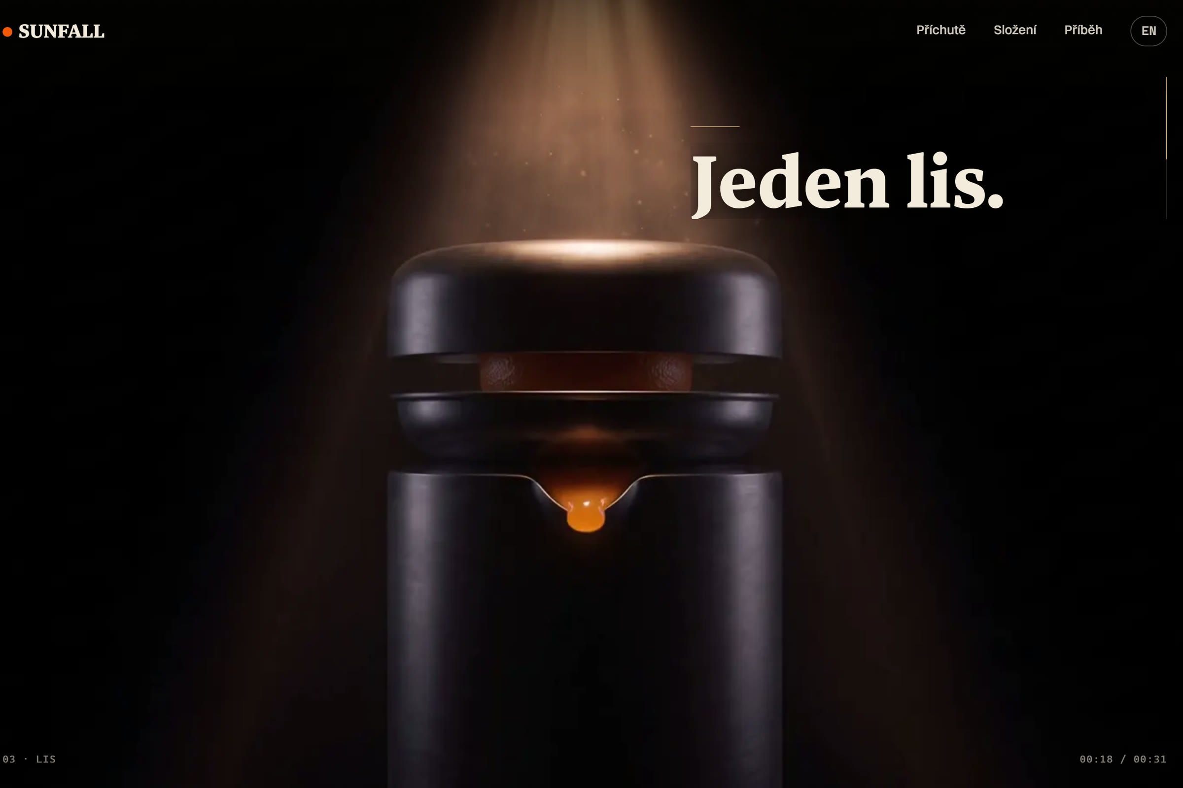 Scroll-film: sevření lisu a proud šťávy